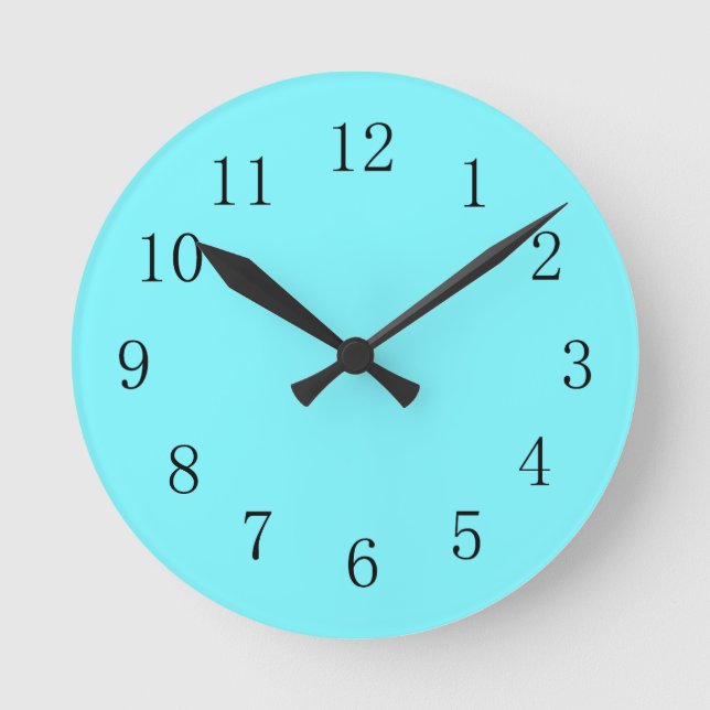 Cool Bright Electric Blue Colour Kitchen Wall Round Clock (Front)
