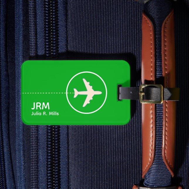 Cool Bright Green Colour Luggage Tag (Front Insitu 4)