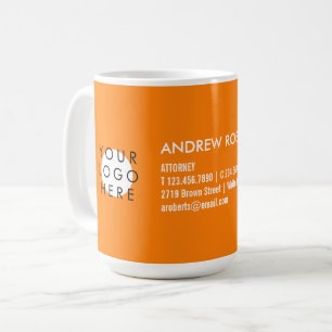 Cool Bright Orange Modern Your Logo Business Coffee Mug