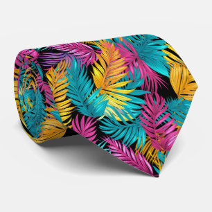 Cool bright tropical tiled leaf pattern tie