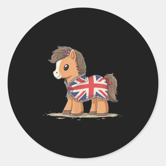 Cool British Horse Costume For Ny Lovers  Classic Round Sticker (Front)