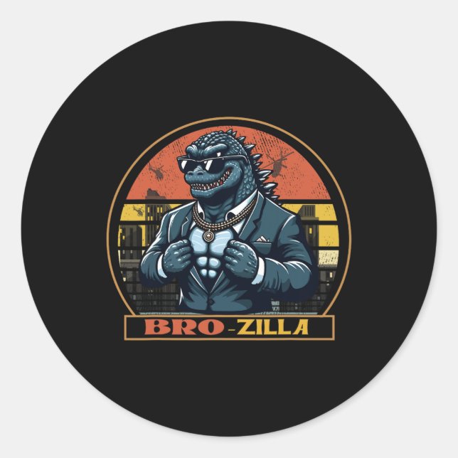 Cool Bro Brozilla Strong Brother Saurus Family Mat Classic Round Sticker (Front)