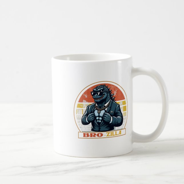 Cool Bro Brozilla Strong Brother Saurus Family Mat Coffee Mug (Right)