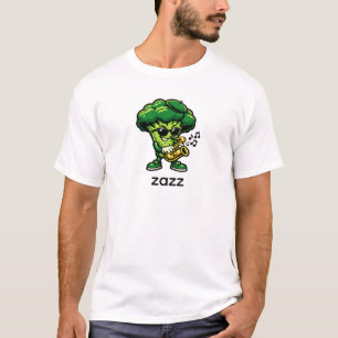 Cool Broccoli Playing Saxophone Funny Jazz Veget T-Shirt
