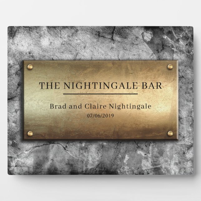 Cool Bronze Grey Concrete Custom Memorial Plaque (Front)