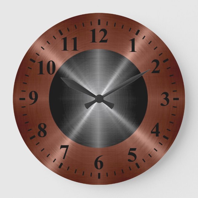 Cool Bronze Silver Stainless Steel Metal Large Clock (Front)