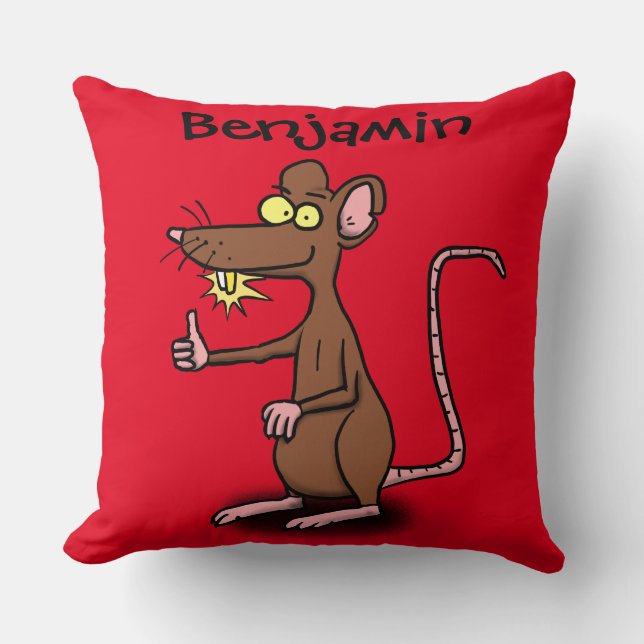 Cool brown cartoon rat pillow (Front)