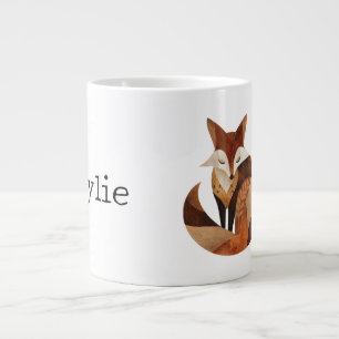 Cool Brown Cream Orange Fox Large Coffee Mug