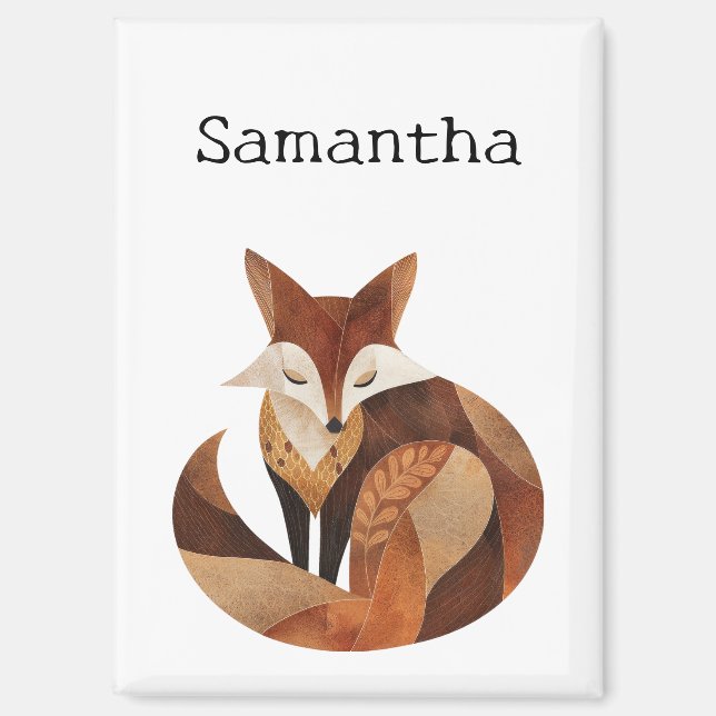 Cool Brown Cream Orange Fox Magnet (Front)