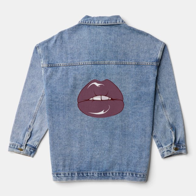 Cool Brown Lips  Denim Jacket (Back)