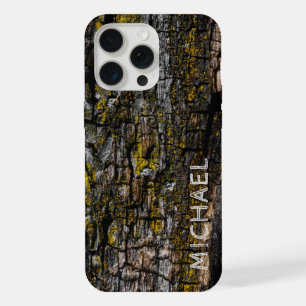 Cool Brown mossy wood bark Your custom name iPhone 15 Pro Max Case