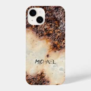Cool brown rusty metal texture Custom name iPhone 14 Case
