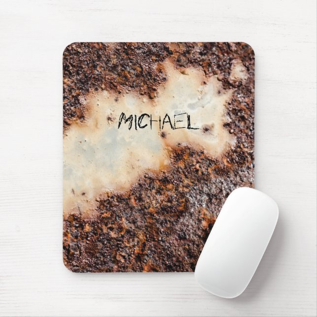 Cool brown rusty metal texture Custom name Mouse Mat (With Mouse)