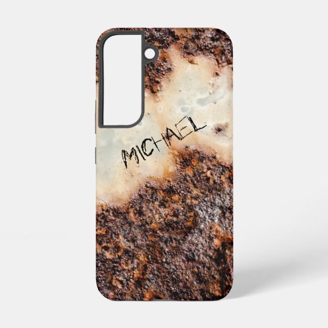 Cool brown rusty metal texture Custom name Samsung Galaxy S22 Case (Back)
