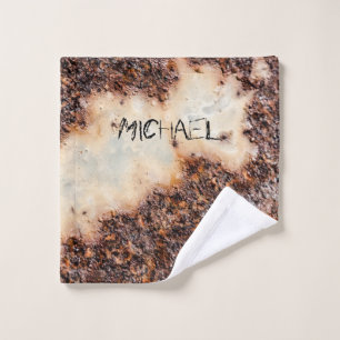 Cool brown rusty metal texture Custom name Wash Cloth