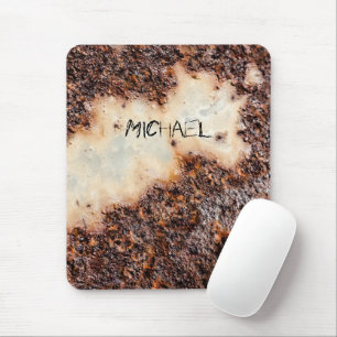 Cool brown rusty metal texture Your name Mouse Mat
