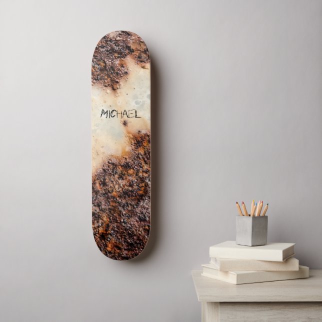 Cool brown rusty metal texture Your name Skateboard (Wall Art)
