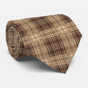 Cool brown tiled plaid pattern tie