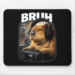 Cool bruh capybara gamer graphic funny video games mouse mat