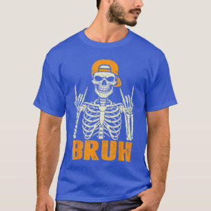 Cool Bruh Rocker Skeleton Halloween Punk Rock Men  T-Shirt