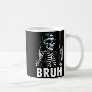 Cool Bruh Skeleton Rock On Halloween Men Teens Coffee Mug