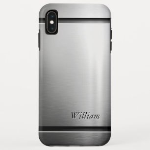 Cool Brush Metal Stainless Steel Look with Name iPhone XS Max Case