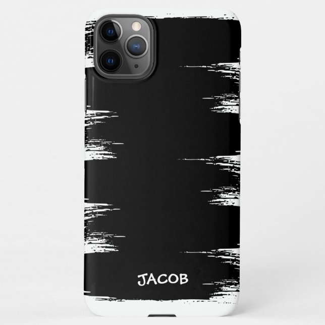 Cool Brush Stroke Paint Background Customised Name iPhone Case (Back)