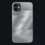 Cool Brushed Metal Look Monogram iPhone 11 Case<br><div class="desc">Cool,  elegant and minimalistic brushed metal look smartphone case you can add your initials to which will look like an engraved effect.</div>