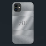 Cool Brushed Metal Look Monogram iPhone 11 Case<br><div class="desc">Cool,  elegant and minimalistic brushed metal look smartphone case you can add your initials to which will look like an engraved effect.</div>