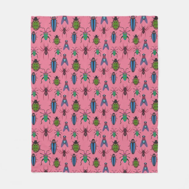 Cool Bugs Pattern Fleece Blanket (Front)