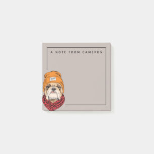 Cool Bulldog   Add Your Name Post-it Notes
