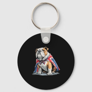 Cool Bulldog Costume In British Colors  Key Ring
