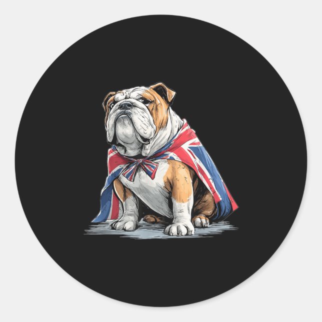Cool Bulldog Costume In British Colours  Classic Round Sticker (Front)