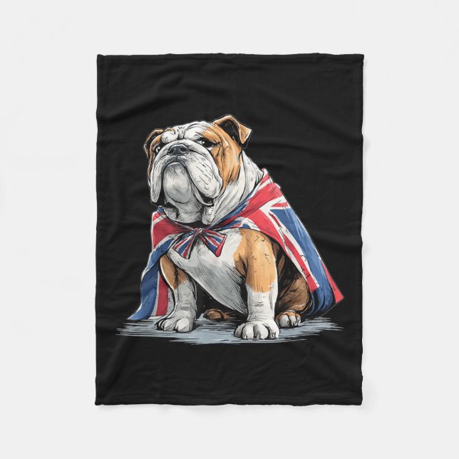 Cool Bulldog Costume In British Colours  Fleece Blanket (Front)