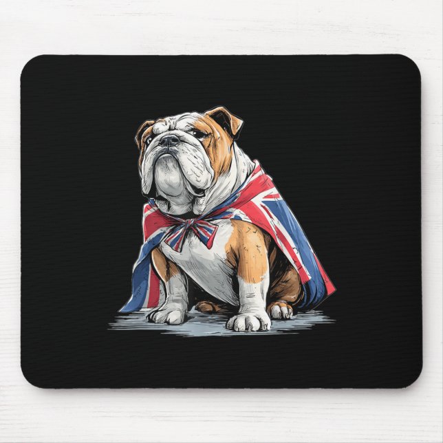 Cool Bulldog Costume In British Colours  Mouse Mat (Front)