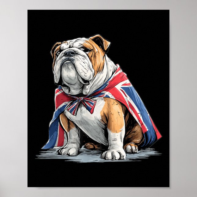 Cool Bulldog Costume In British Colours  Poster (Front)