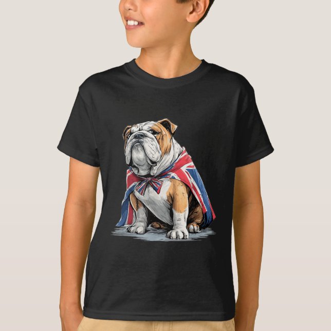 Cool Bulldog Costume In British Colours  T-Shirt (Front)