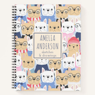Cool Bulldog Dog Personalised Name Practice Notebook