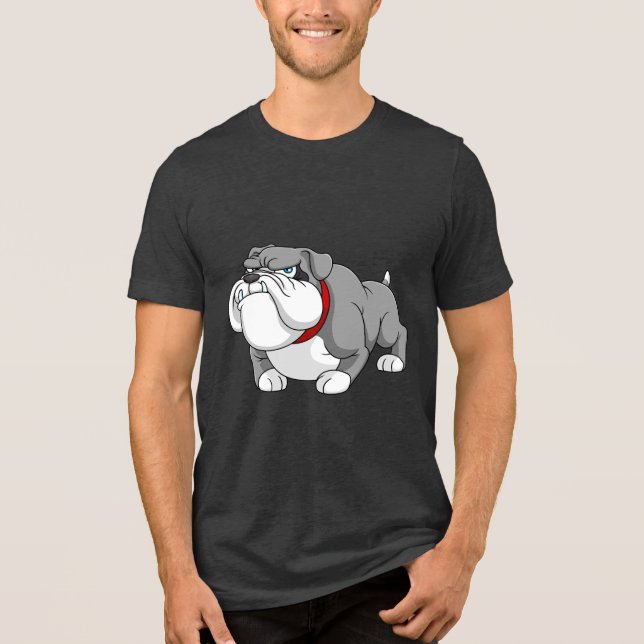 Cool Bulldog Illustration Tri-Blend Shirt (Front)