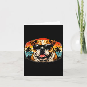 Cool bulldog retro sunset summer vibes vintage card