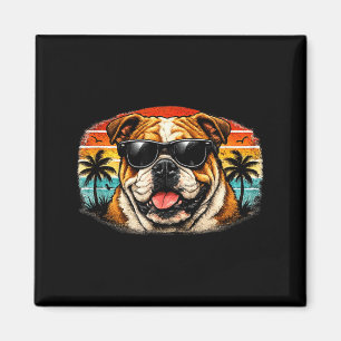 Cool bulldog retro sunset summer vibes vintage magnet