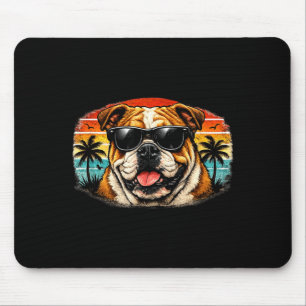 Cool bulldog retro sunset summer vibes vintage mouse mat