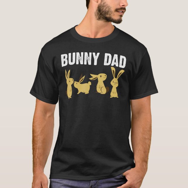 Cool Bunny Art For Dad Father Rabbit Jersey Wooly  T-Shirt (Front)