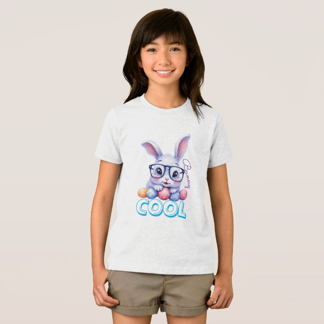 Cool Bunny Easter Personalised Name Kids Tri-Blend Shirt (Front Full)