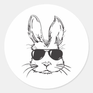 Cool Bunny Face Happy Easter Egg Hunting For Boys Classic Round Sticker