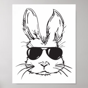 Cool Bunny Face Happy Easter Egg Hunting For Boys Poster