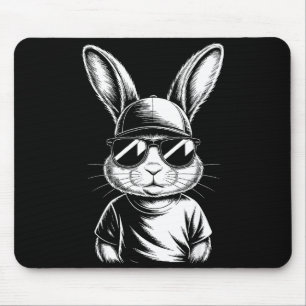 Cool Bunny Face Retro Sungles Easter Day Boys Mens Mouse Mat
