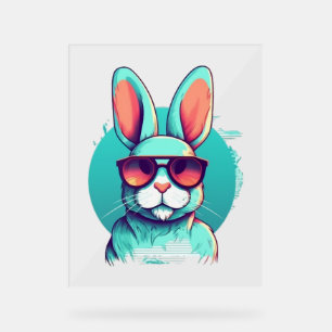Cool Bunny Face Sunglasses For Easter Rabbit Acrylic Sign