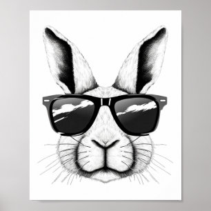 Cool Bunny Face Sungles Funny Easter Bunny Rabbit Poster