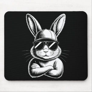 Cool Bunny Face With Sungles Easter Day For Boys M Mouse Mat